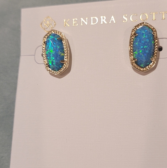 NWT RARE KENDRA SCOTT TURQUOISE OPAL STUD EARRINGS - Picture 6 of 9